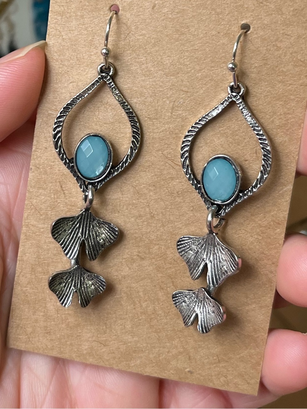 Faux Turq Silver Tone Earrings